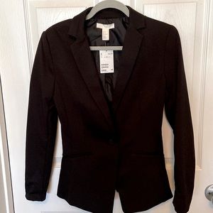 H&M Black Blazer, Elegant, New, Polyester/Viscose, Elastane Lining, US Size 8